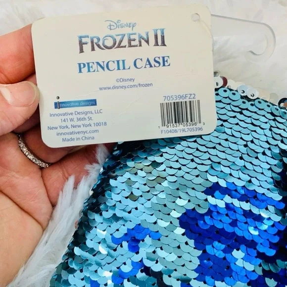 Frozen II Blue and Silver Sequin Pencil Case NWT - Picture 4 of 5